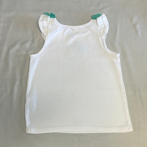 Gymboree White Cotton Tank Top with Green green bows and embroidered design - Picture 4 of 4